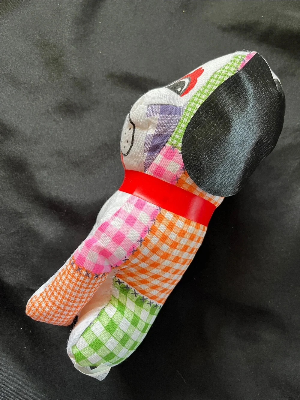Vtg Carnival Prize Plaid Floppy Ear Stuffed Dog Kitchy 60s 70s Made Taiwan 8”